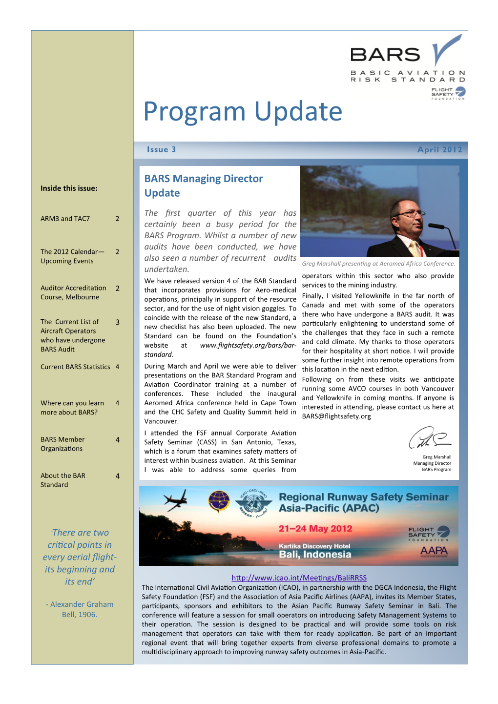 BARS Program Update April 2012 Newsletter