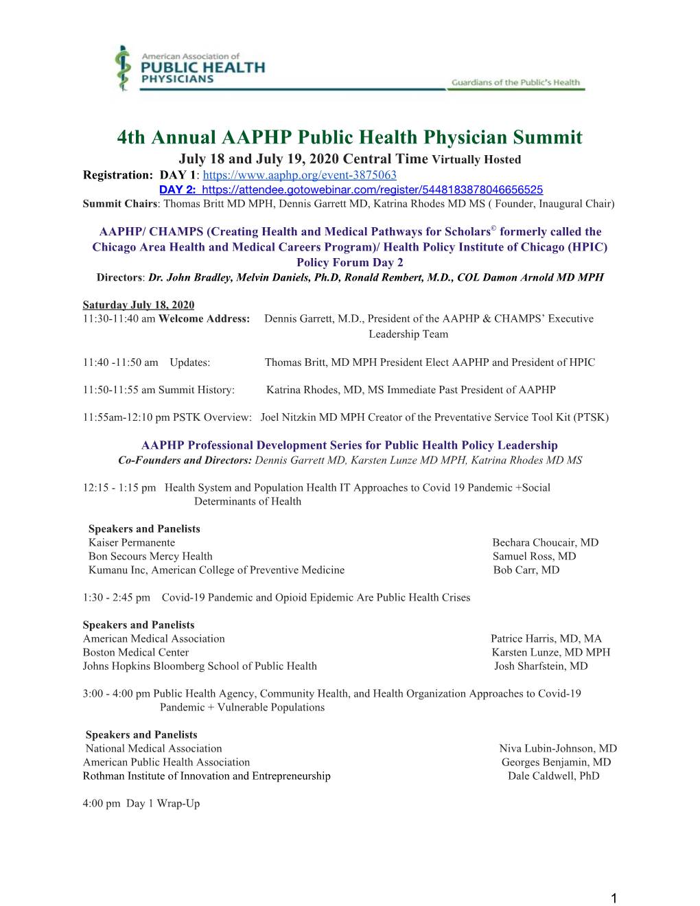 4Th Annual AAPHP​ ​Public Health Physician Summit