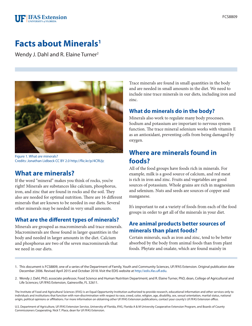 Facts About Minerals1 Wendy J