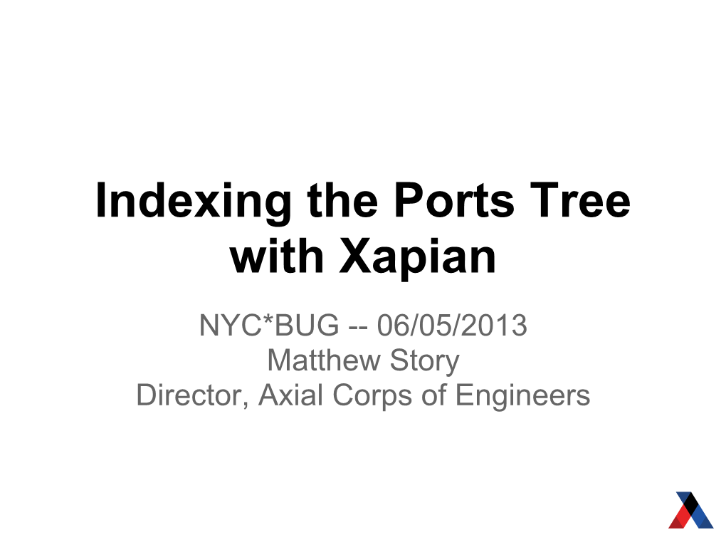 Indexing the Ports Tree with Xapian