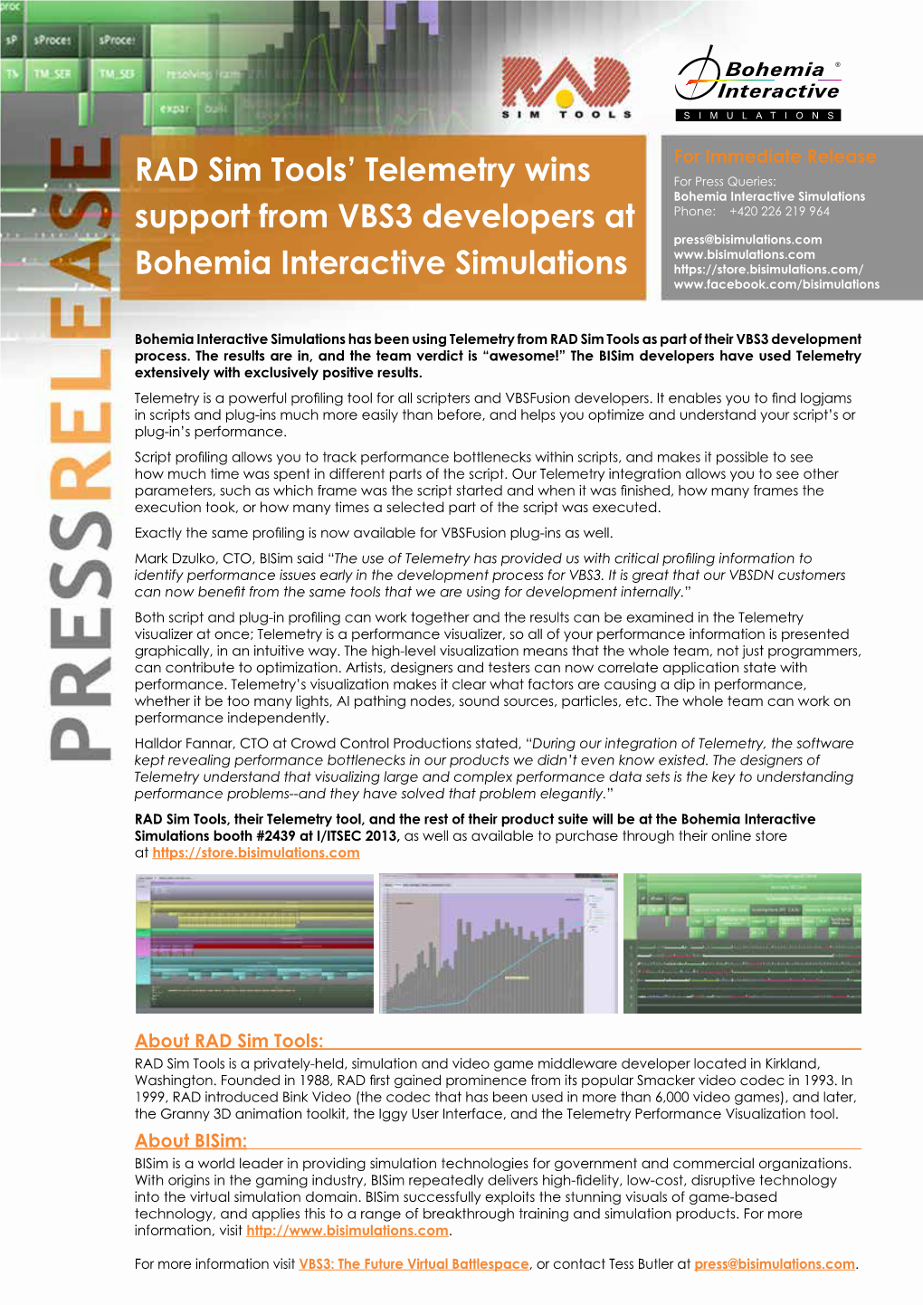 RAD Sim Tools' Telemetry Wins Support from VBS3 Developers At