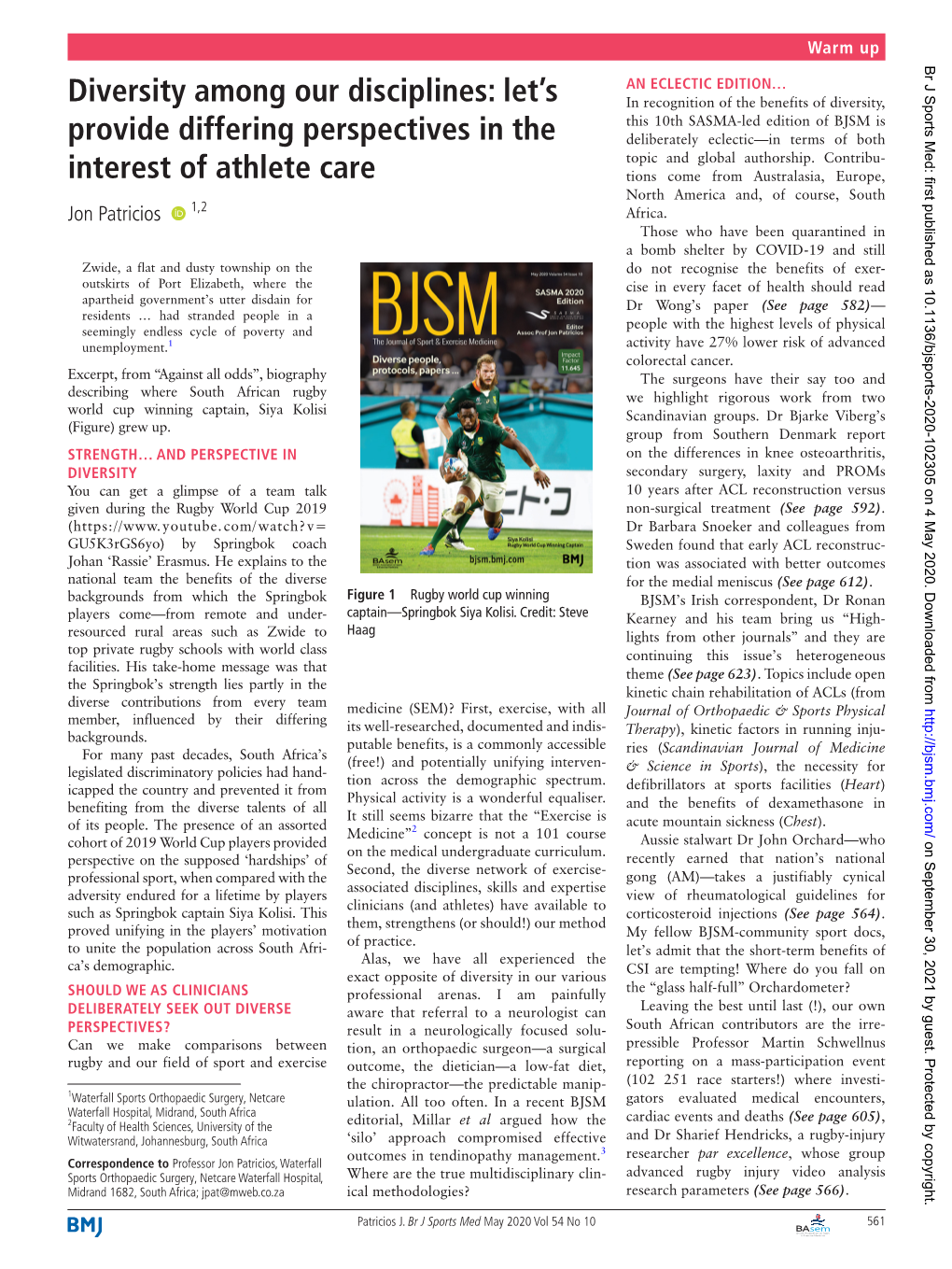 Let's Provide Differing Perspectives in the Interest of Athlete Care