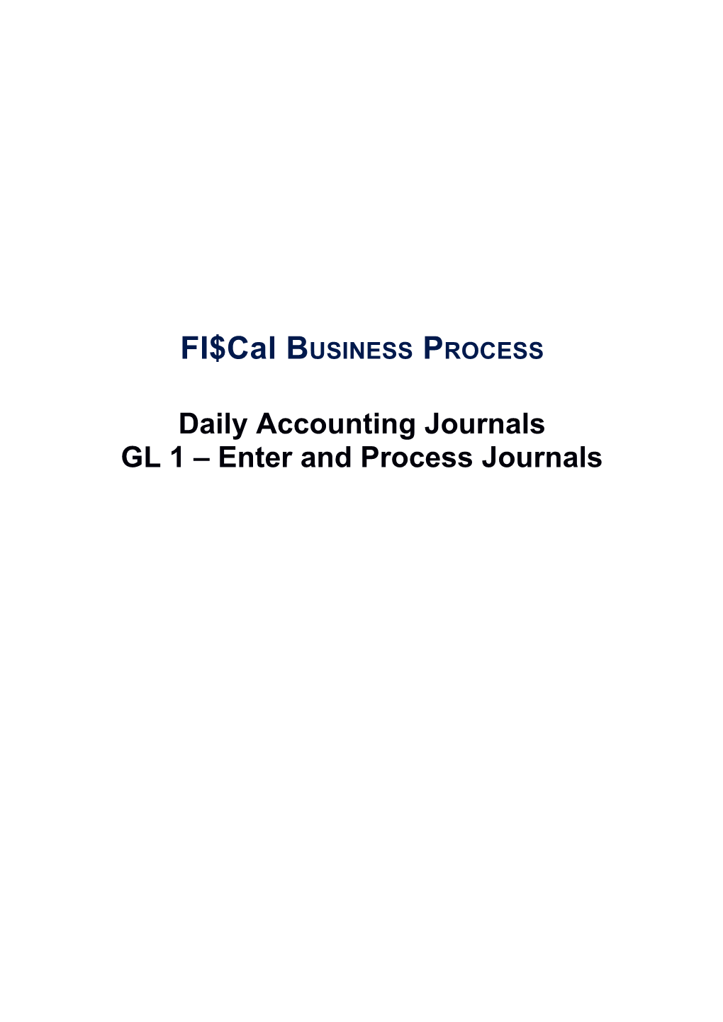 GL 1 Enter and Process Journals