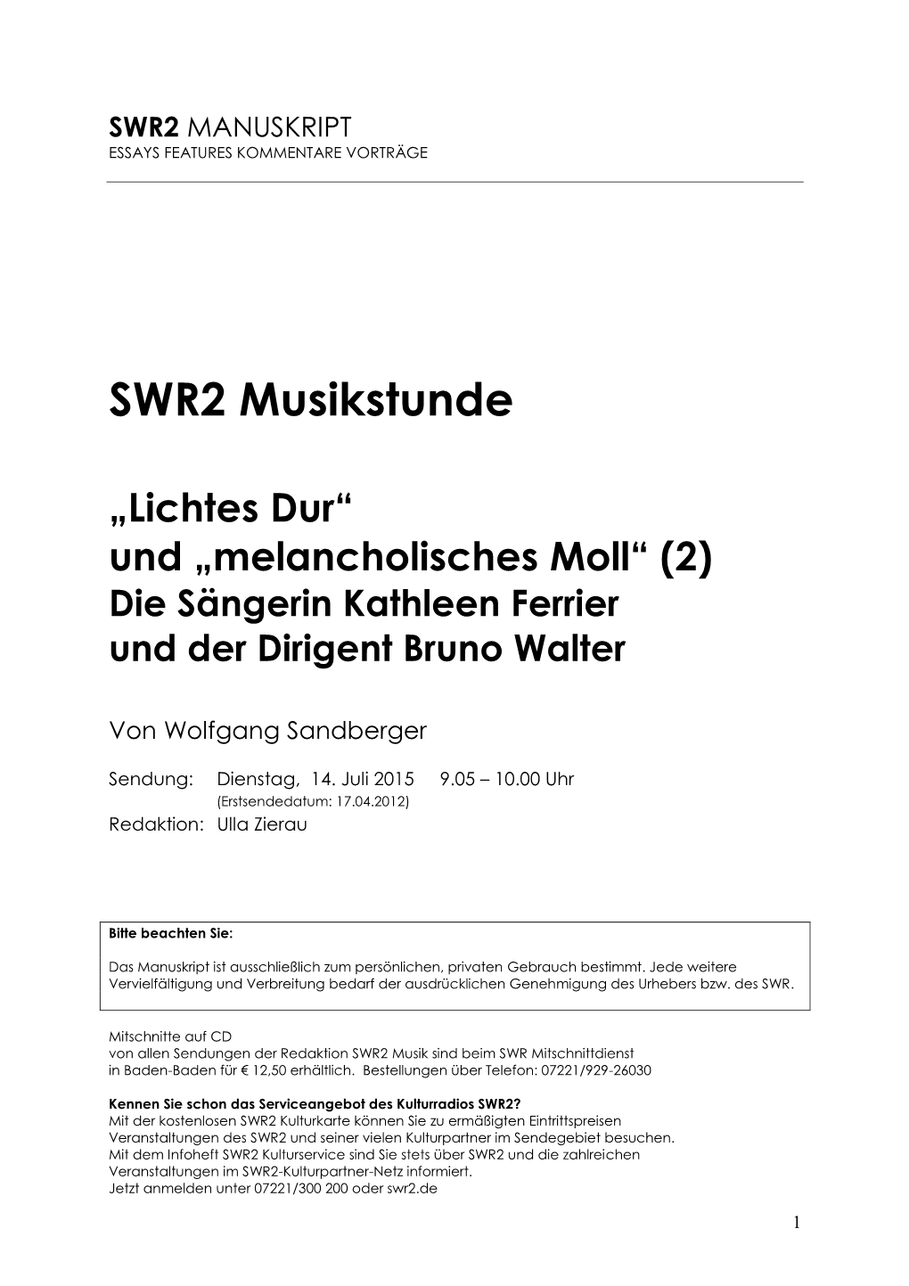 SWR2 Musikstunde