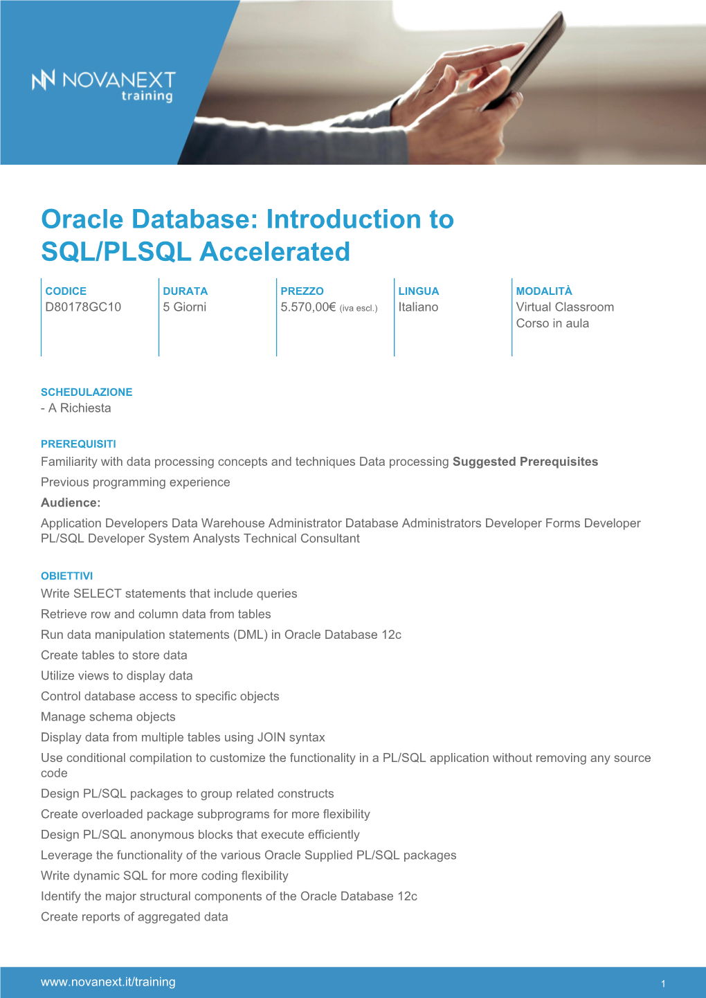 Oracle Database: Introduction to SQL/PLSQL Accelerated