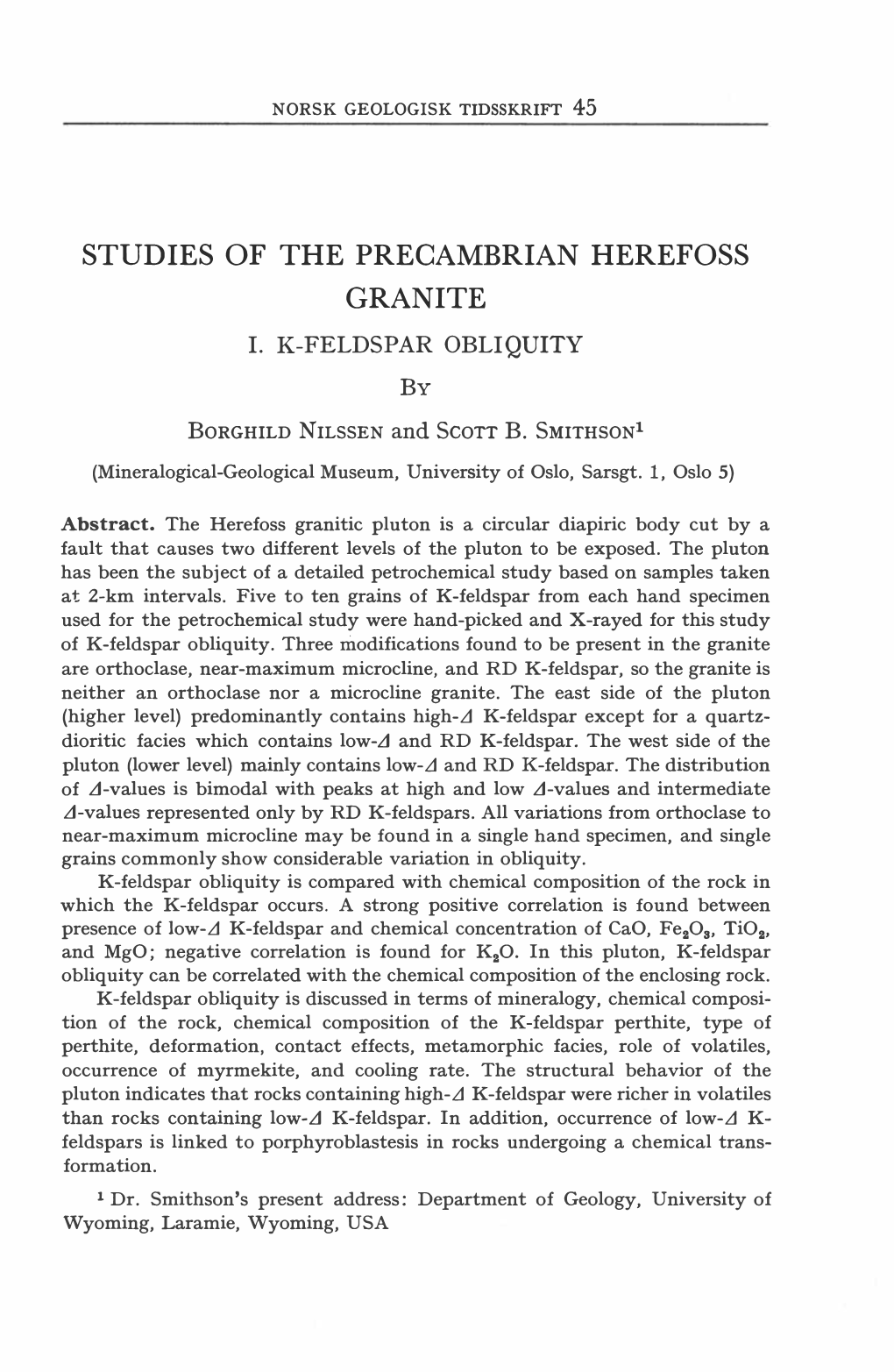 Studies of the Precambrian Herefoss Granite