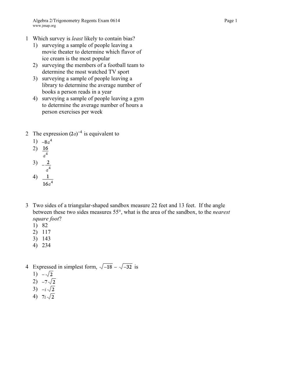 Algebra 2/Trigonometry Regents Exam 0614 Page 9