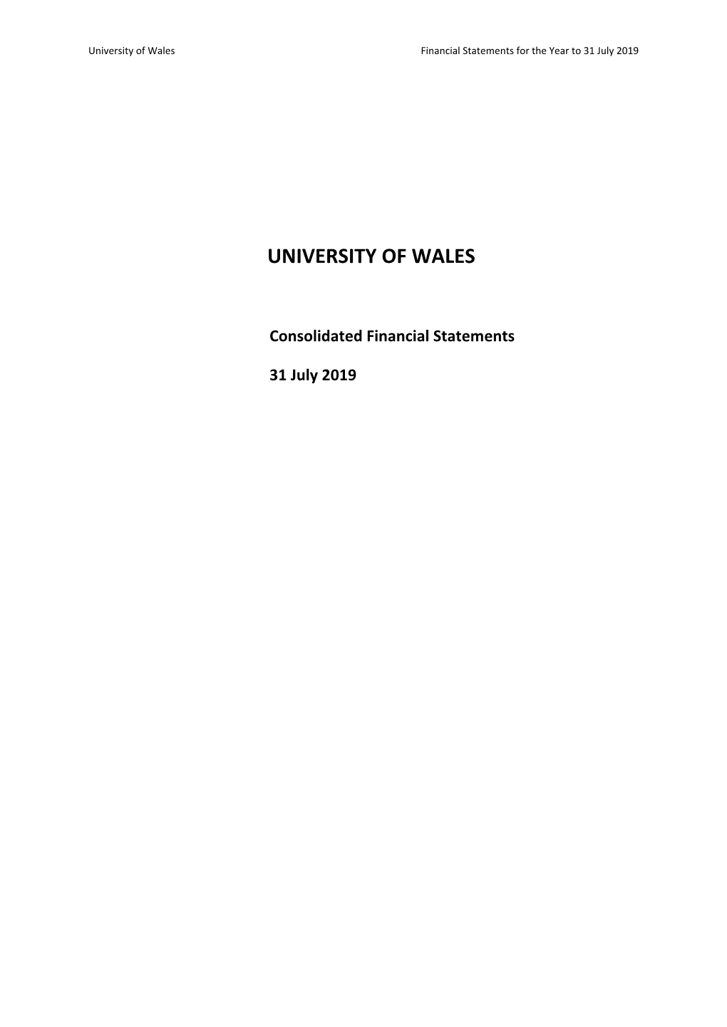 University of Wales Consolidated Statements 2019