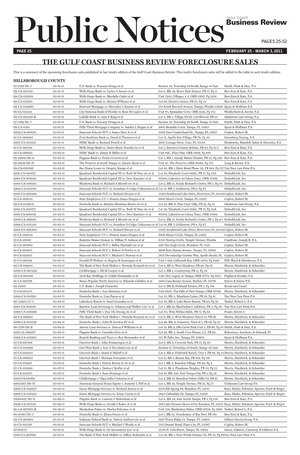 The Gulf Coast Business Review Foreclosure Sales