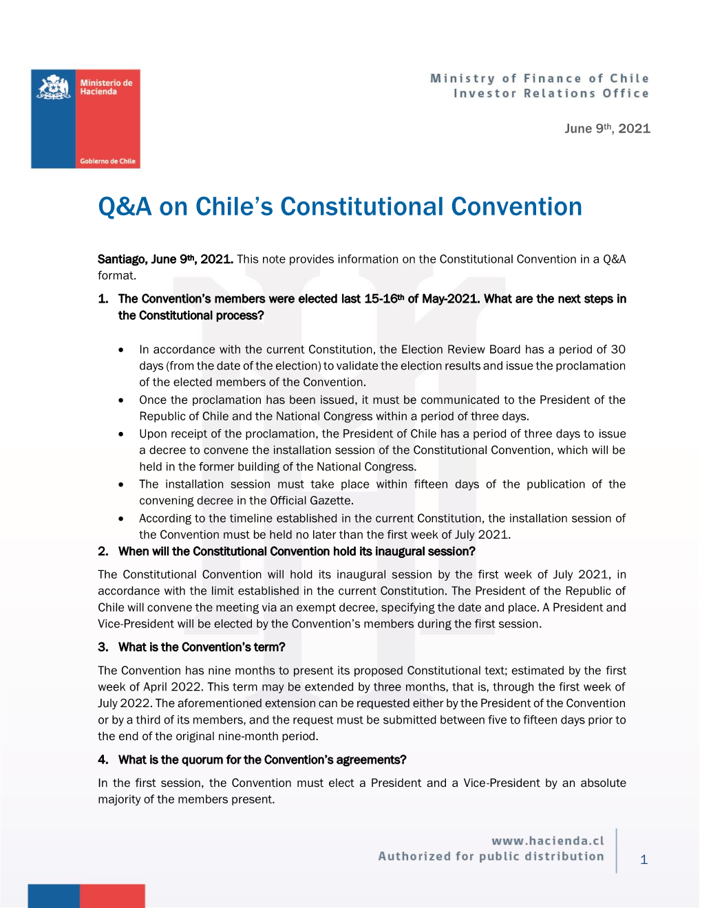 Q&A on Chile's Constitutional Convention