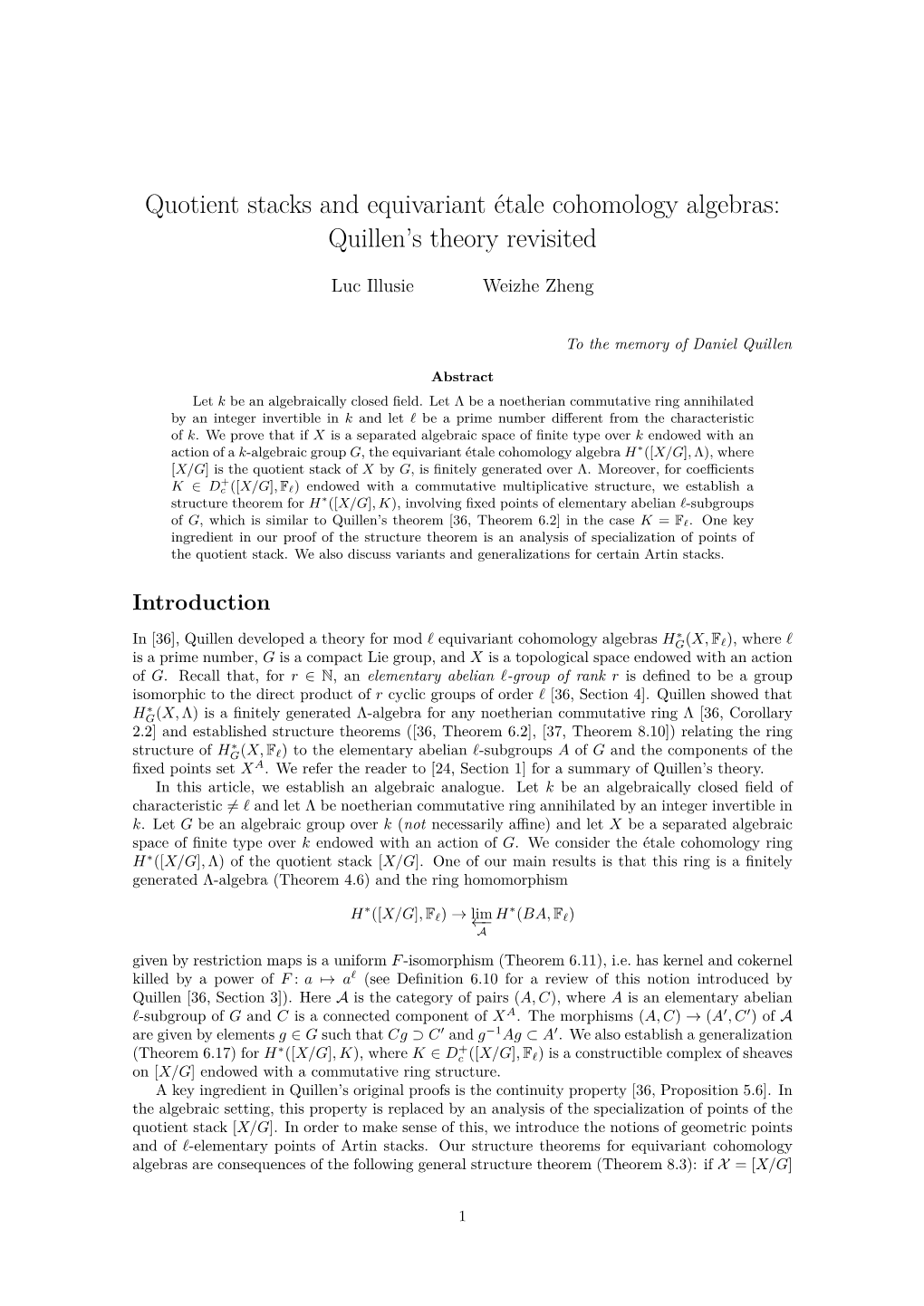 Quotient Stacks and Equivariant Étale Cohomology Algebras: Quillen's