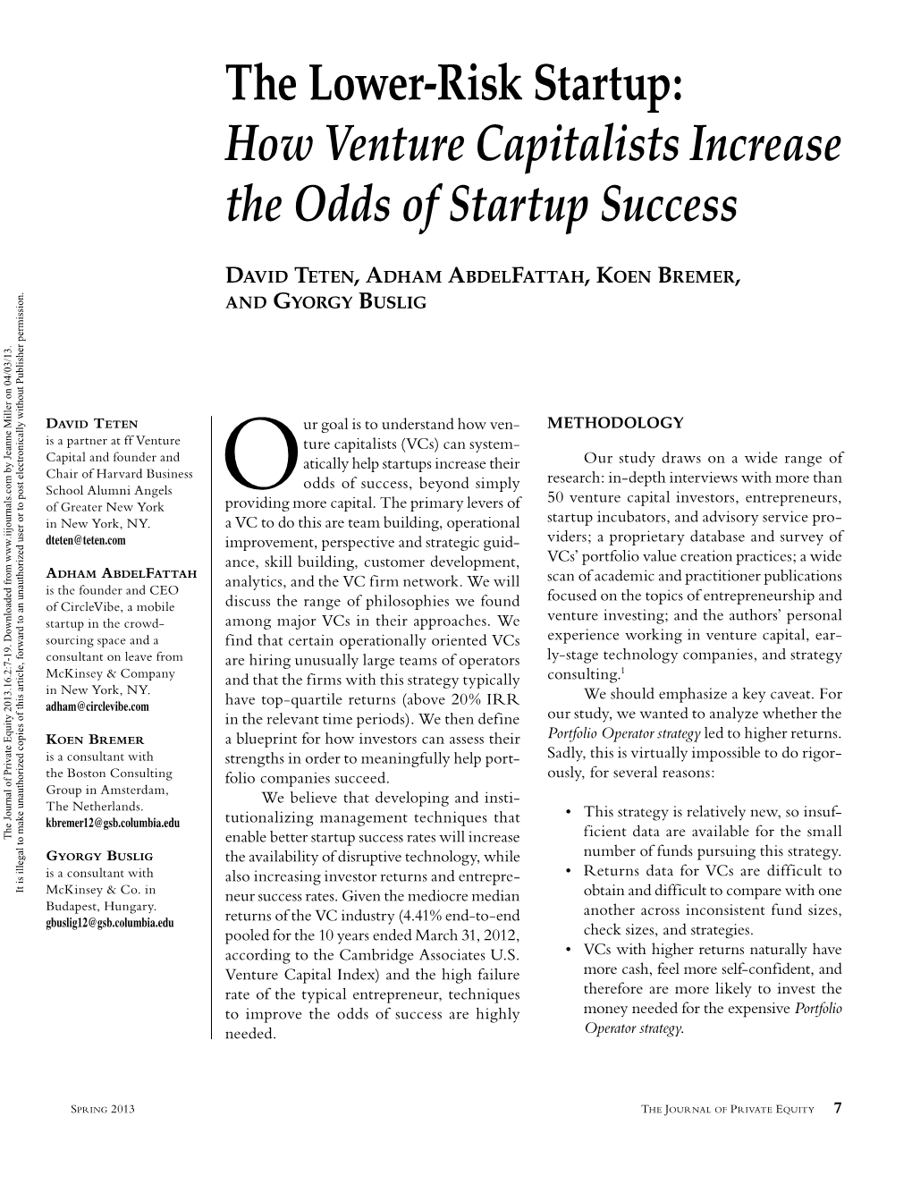 How Venture Capitalists Increase the Odds of Startup Success