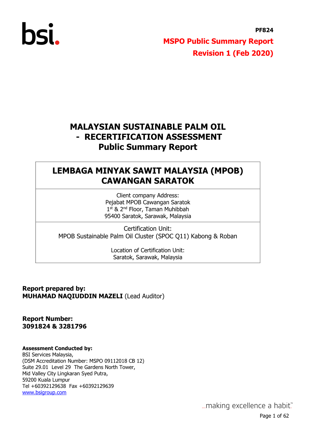 Sustainable Palm Oil Cluster Kabong & Roban (Q11)
