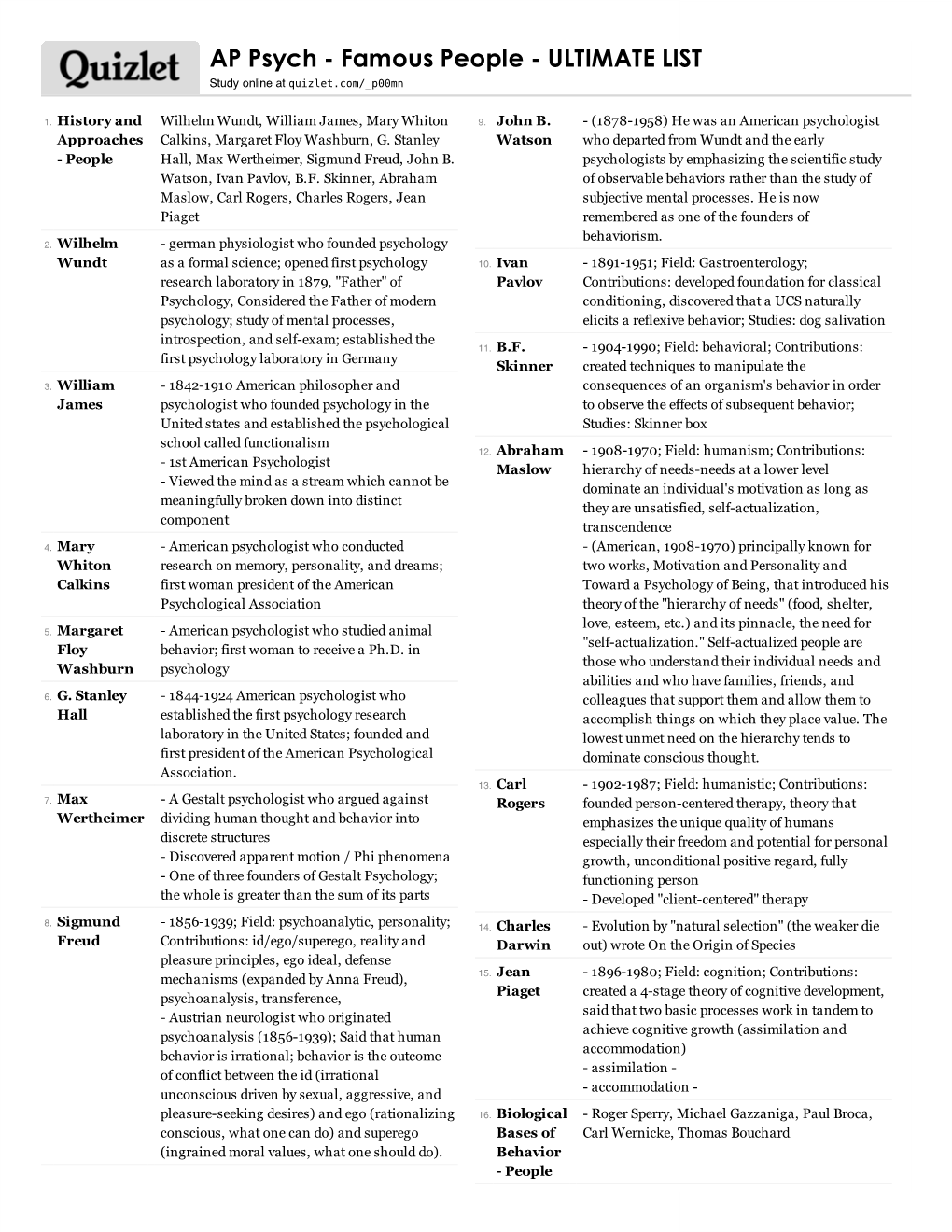 Famous People - ULTIMATE LIST Study Online at Quizlet.Com/ P00mn