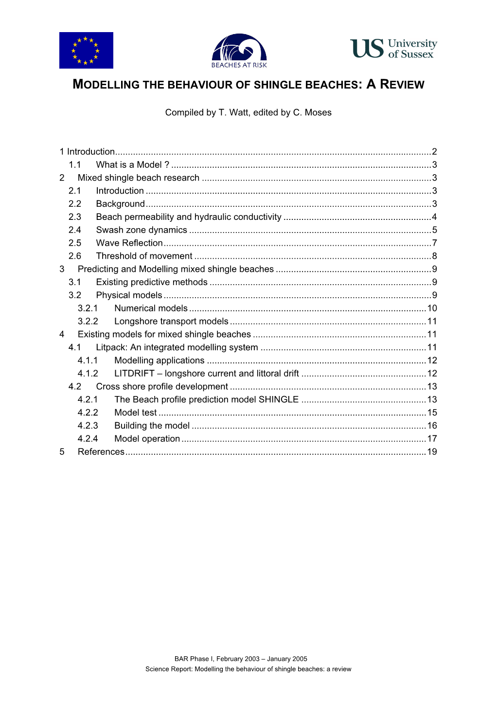 Review of Beach Behaviour Models