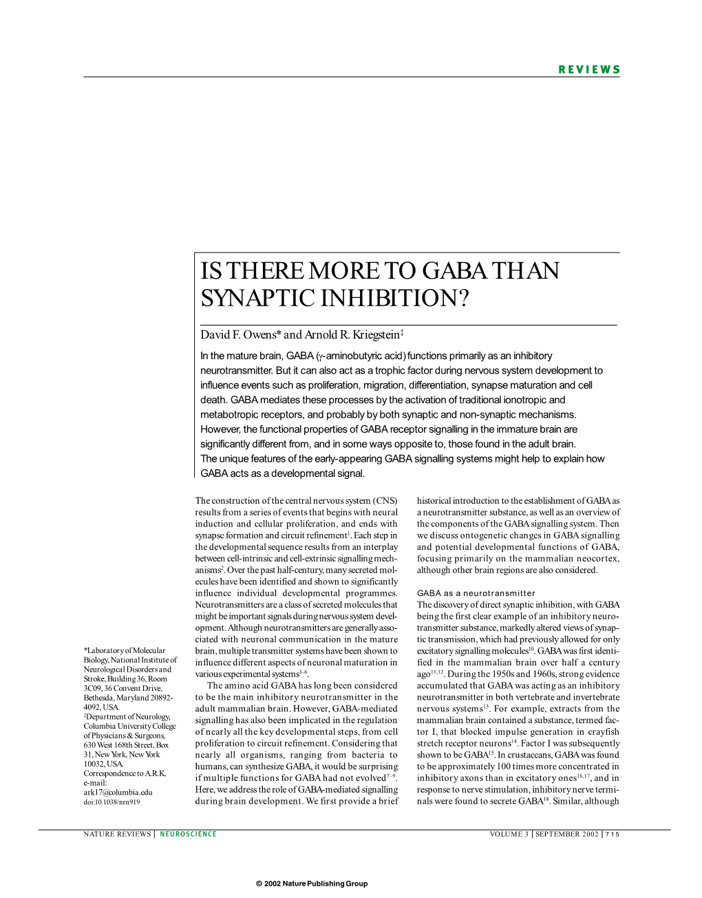 Is There More to Gaba Than Synaptic Inhibition?