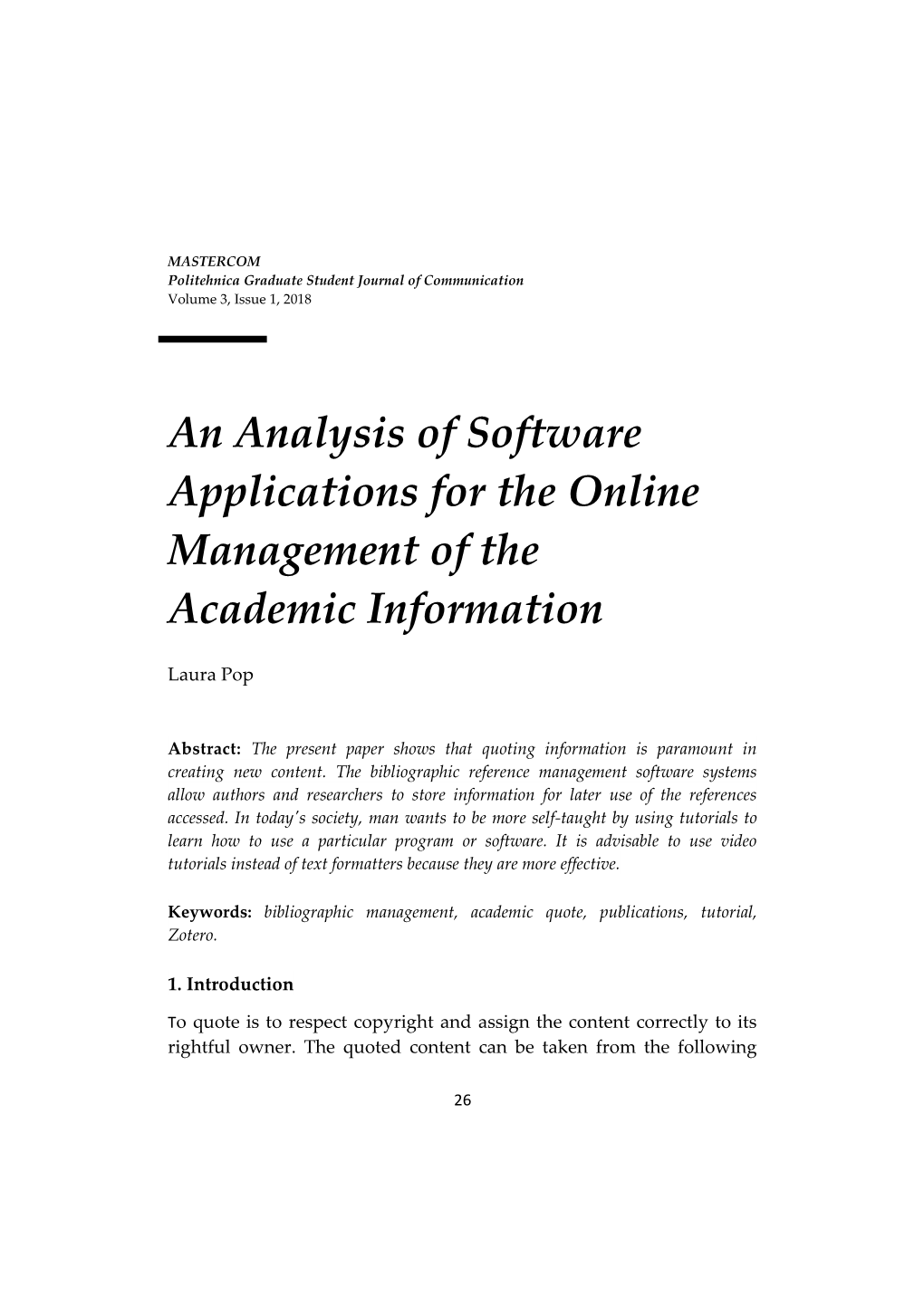 An Analysis of Software Applications for the Online Management of the Academic Information
