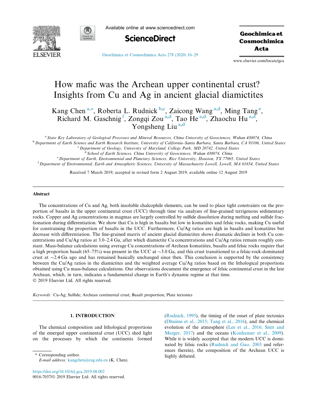 How Mafic Was the Archean Upper Continental Crust? Insights from Cu