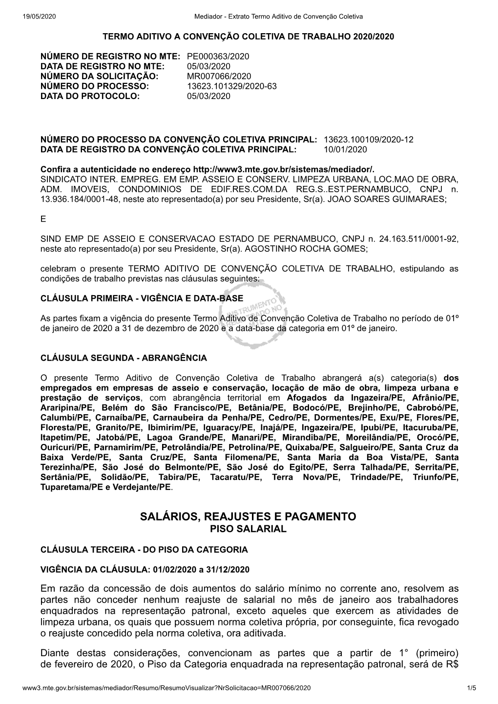 Salários, Reajustes E Pagamento Piso Salarial