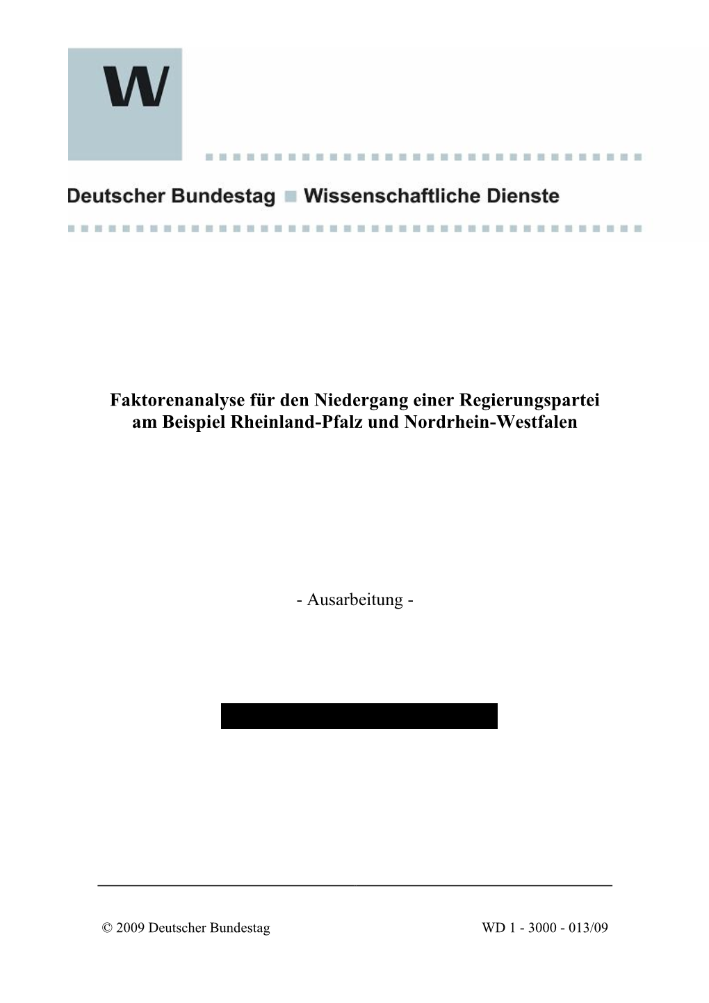 Faktorenanalyse Für Den Niedergang Einer Regierungspartei Am Beispiel Rheinland-Pfalz Und Nordrhein-Westfalen