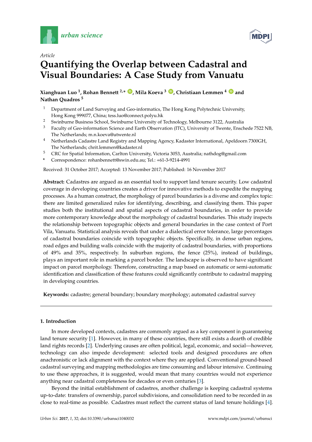 Quantifying the Overlap Between Cadastral and Visual Boundaries: a Case Study from Vanuatu