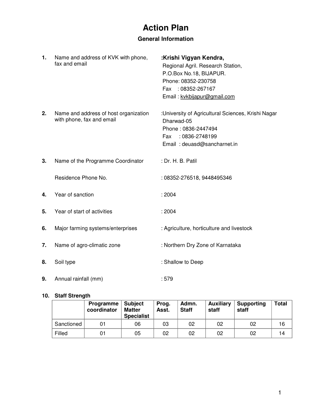 Action Plan General Information