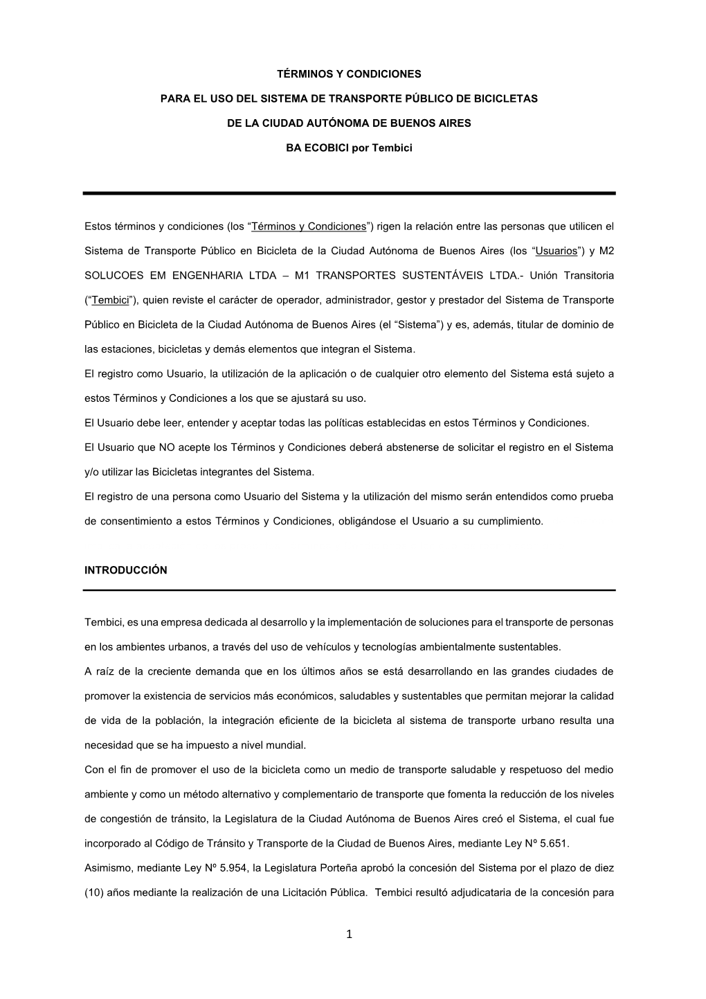 Términos Y Condiciones Para El Uso Del Sistema De Transporte Público De Bicicletas De La Ciudad Autónoma De Buenos Aires Ba