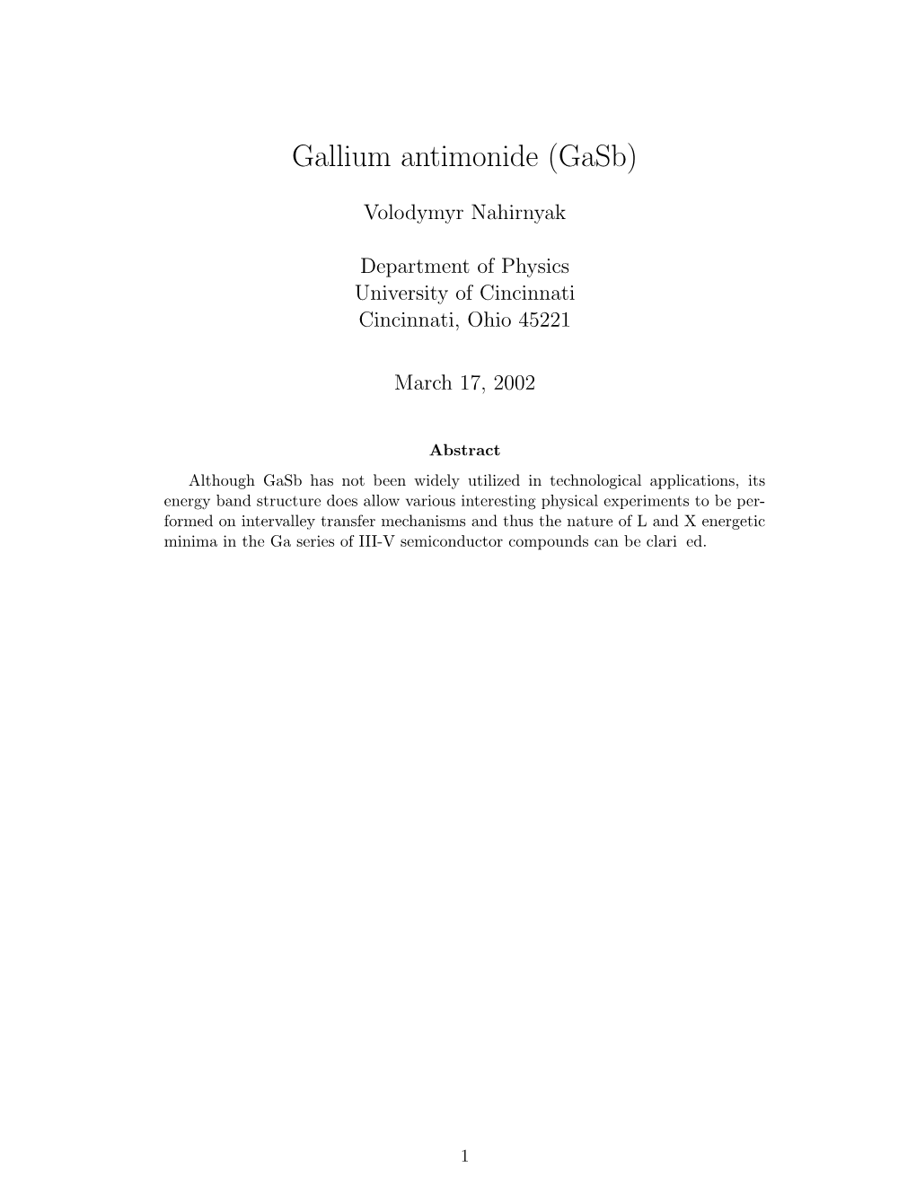 Gallium Antimonide (Gasb)