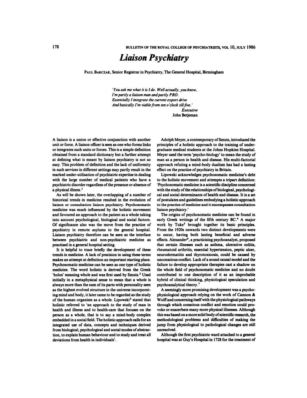 Liaison Psychiatry