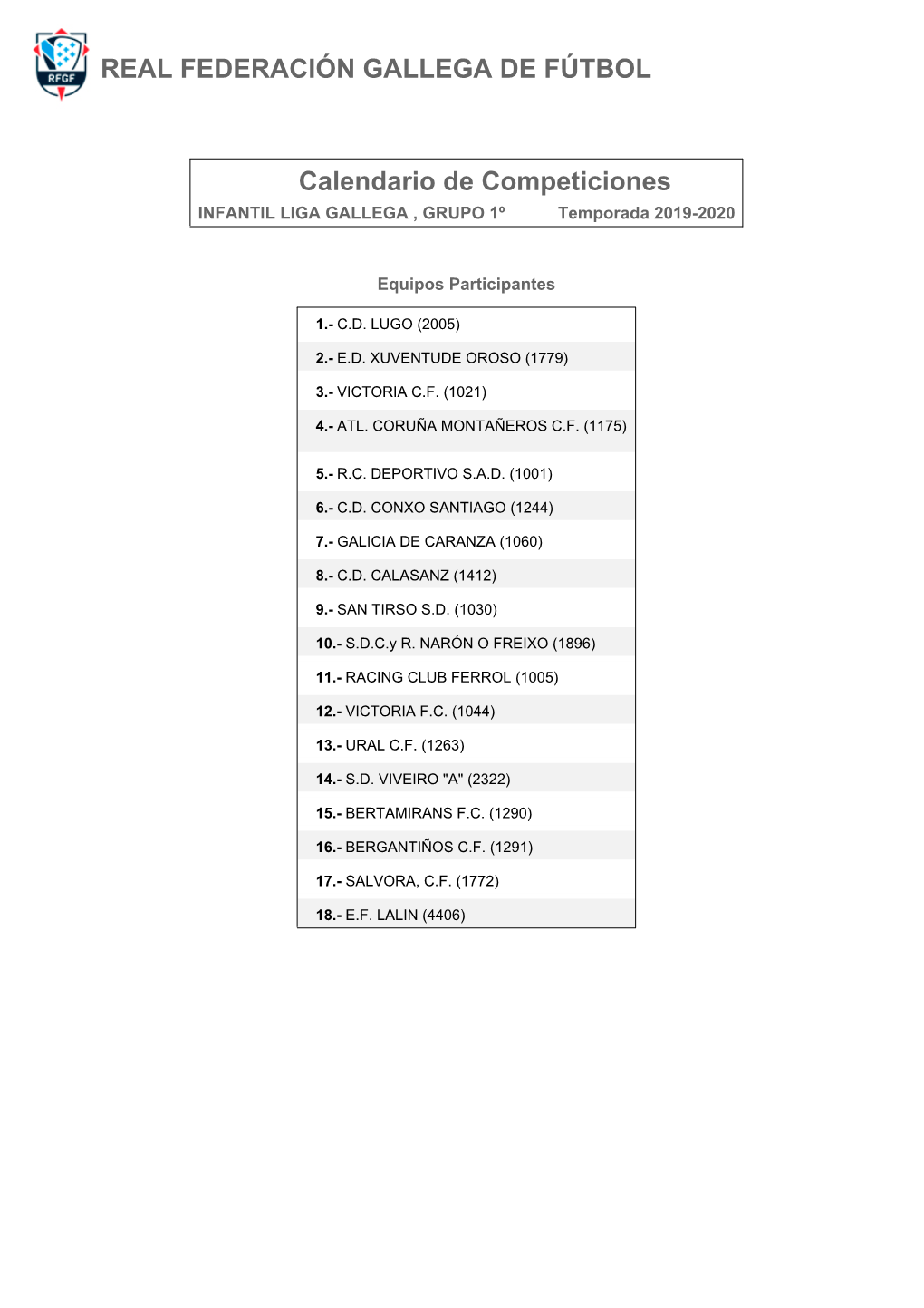 Calendario De Competición