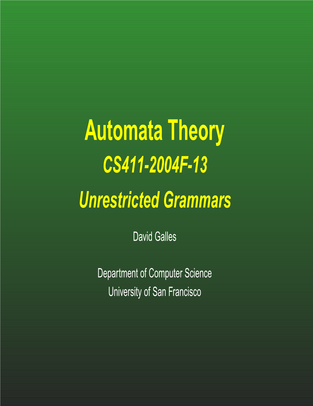 Unrestricted Grammars