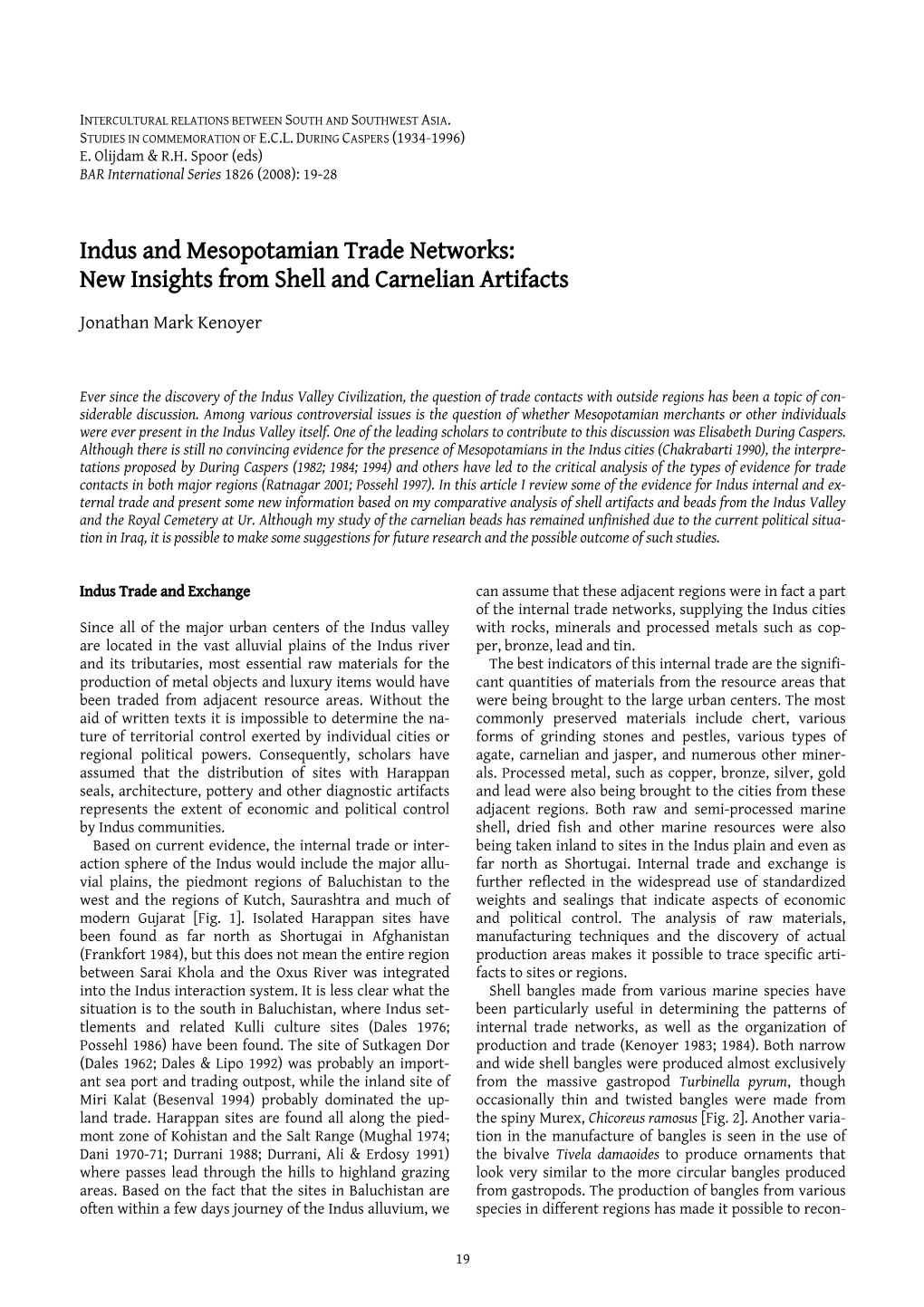 Indus and Mesopotamian Trade Networks: New Insights from Shell and Carnelian Artifacts