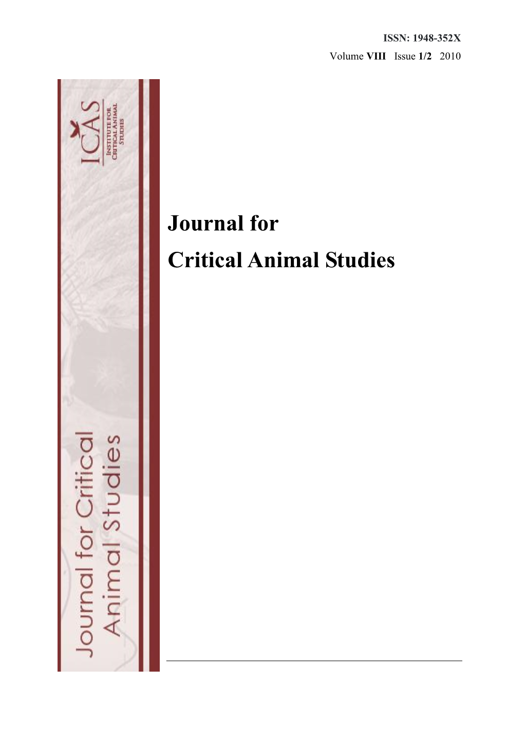 Journal for Critical Animal Studies