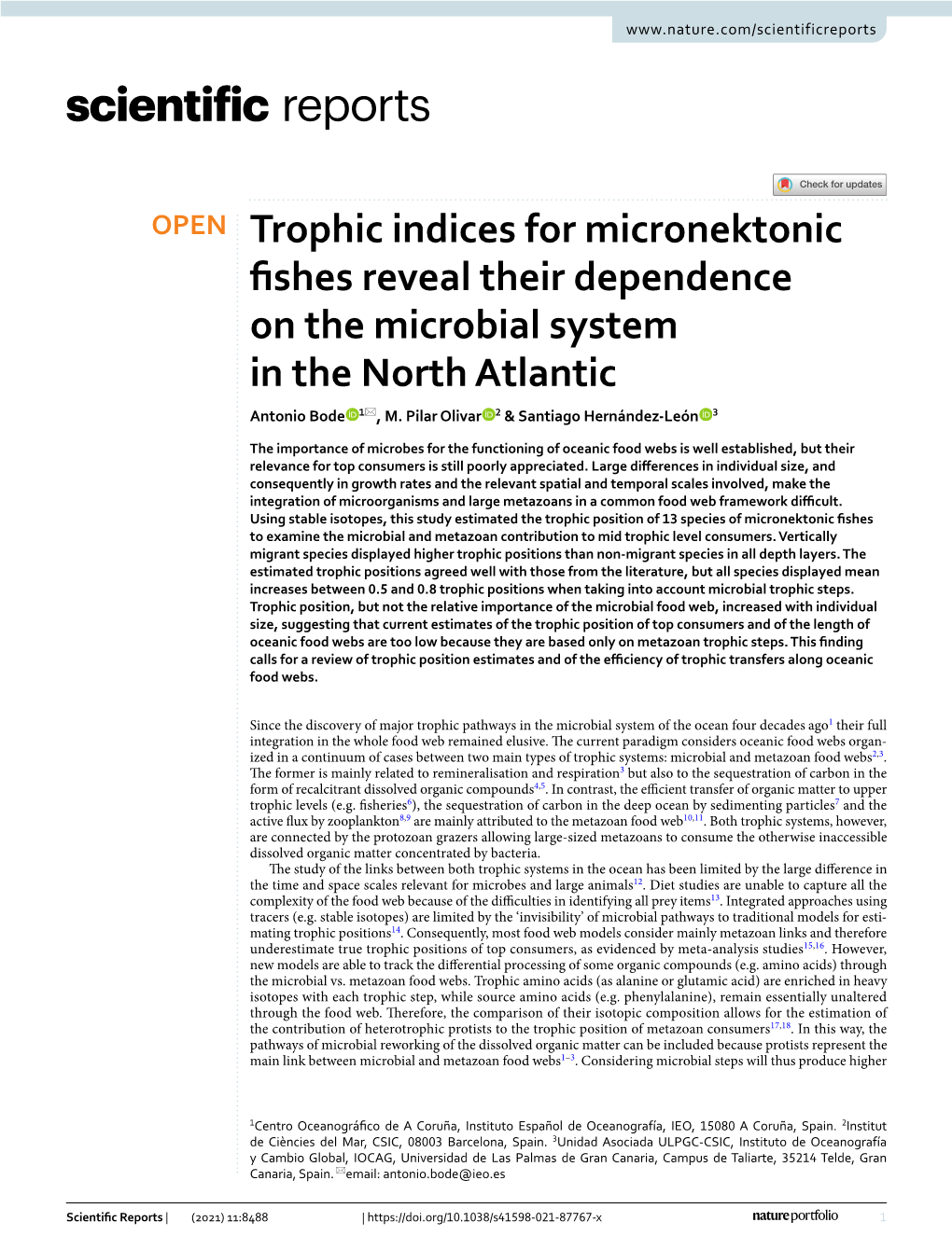 Trophic Indices for Micronektonic Fishes Reveal Their