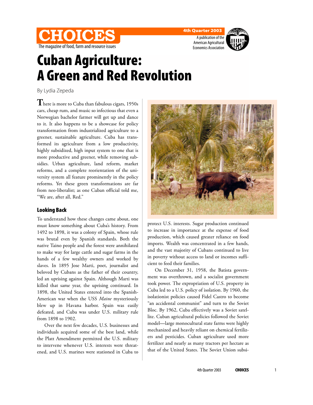 Cuban Agriculture: a Green and Red Revolution by Lydia Zepeda