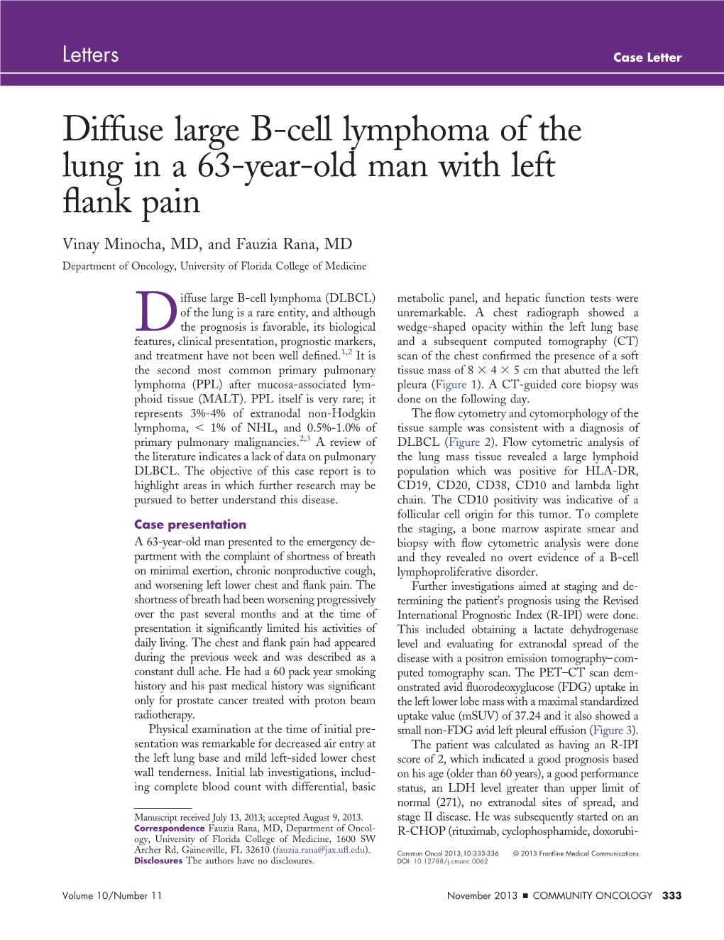 Diffuse Large B-Cell Lymphoma of the Lung in a 63-Year-Old Man with Left