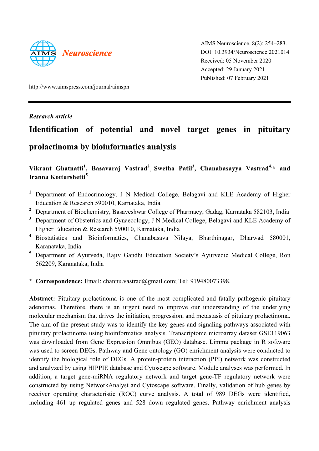 Identification of Potential and Novel Target Genes in Pituitary Prolactinoma by Bioinformatics Analysis