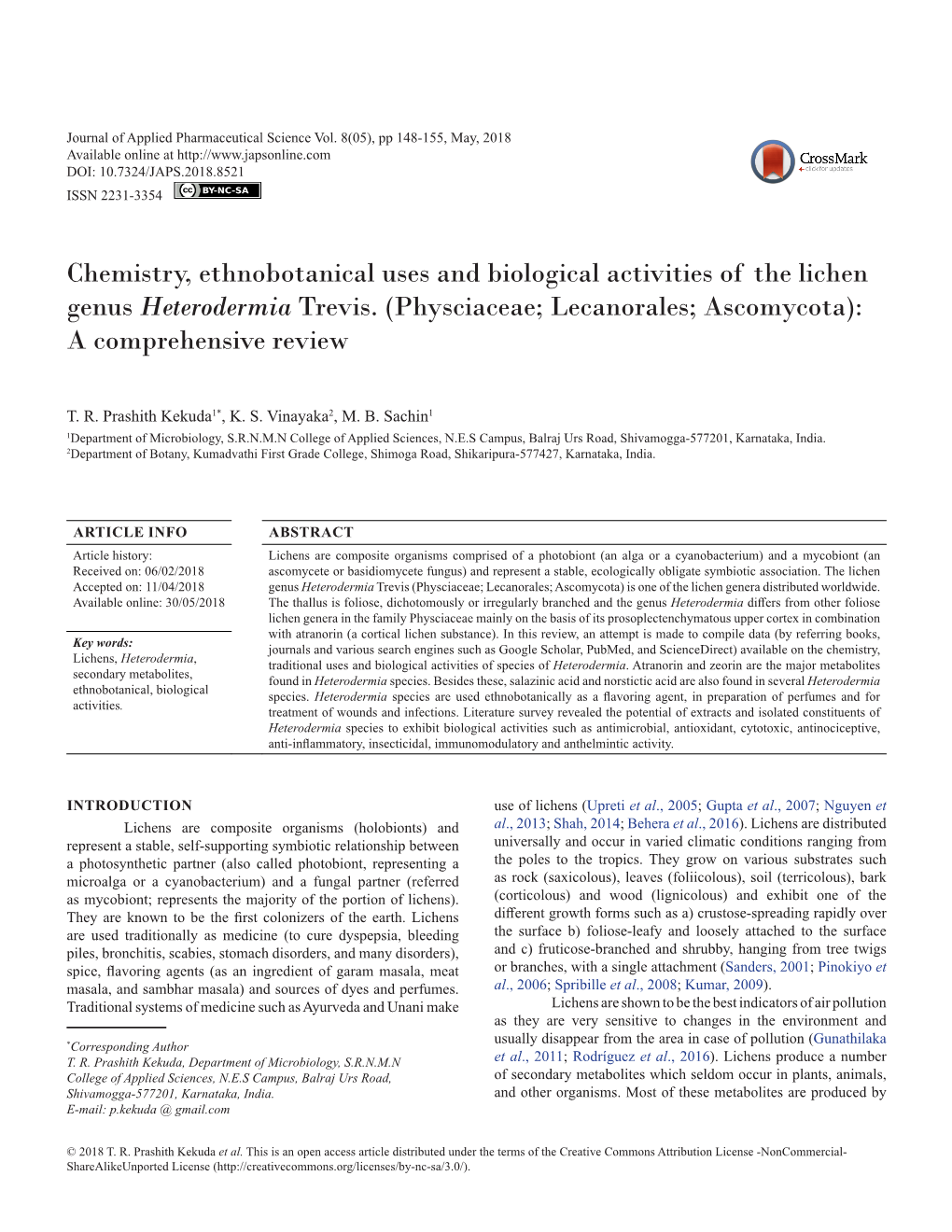 Chemistry, Ethnobotanical Uses and Biological Activities of the Lichen Genus Heterodermia Trevis