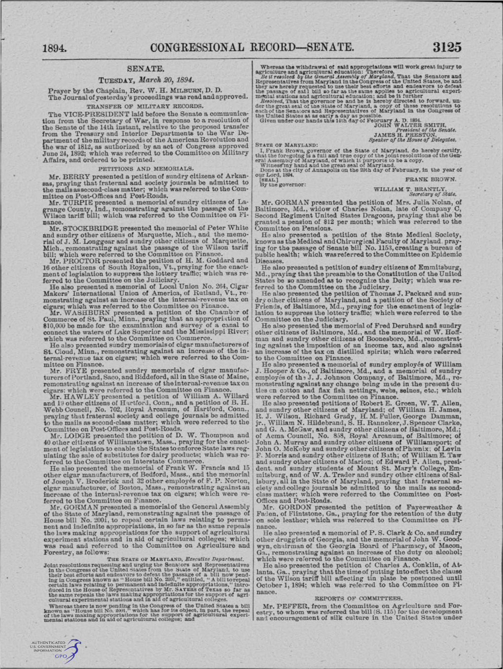 Congressional Record-Senate. 3125