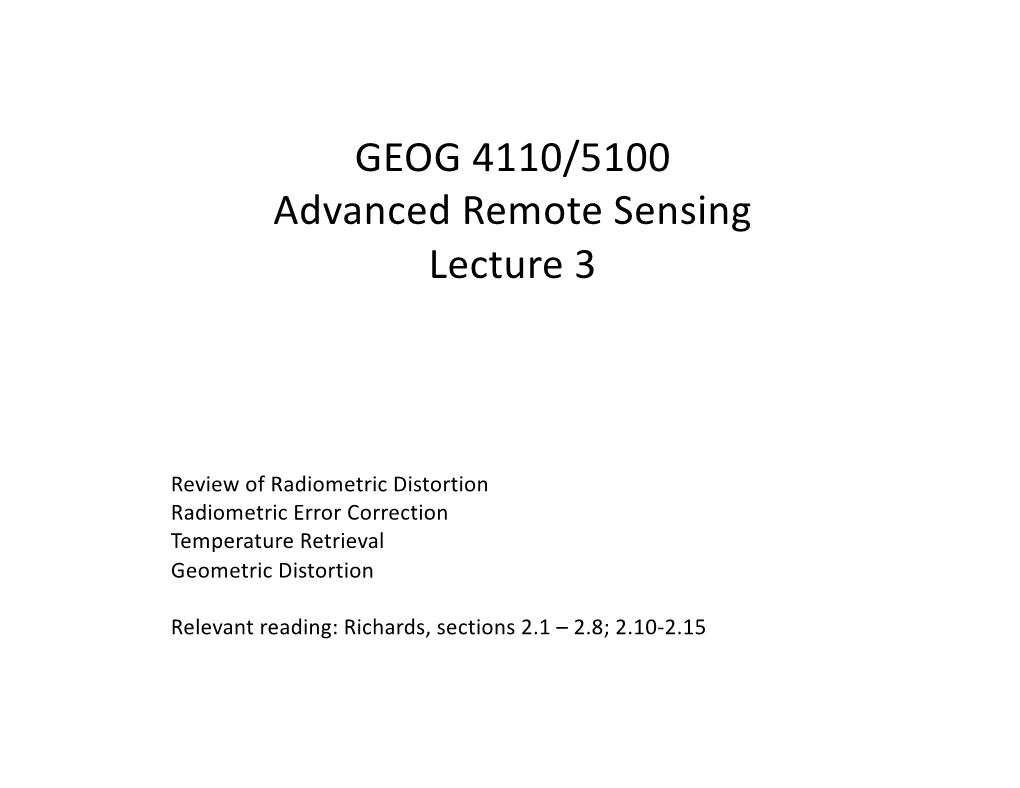 GEOG 4110/5100 Advanced Remote Sensing Lecture 3