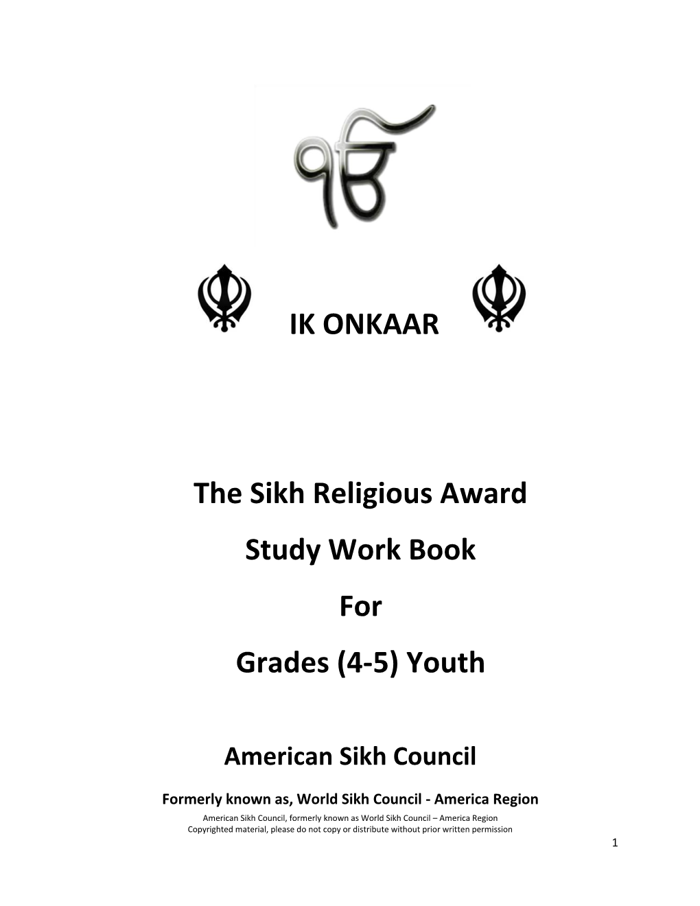 IK ONKAAR the Sikh Religious Award Study Work