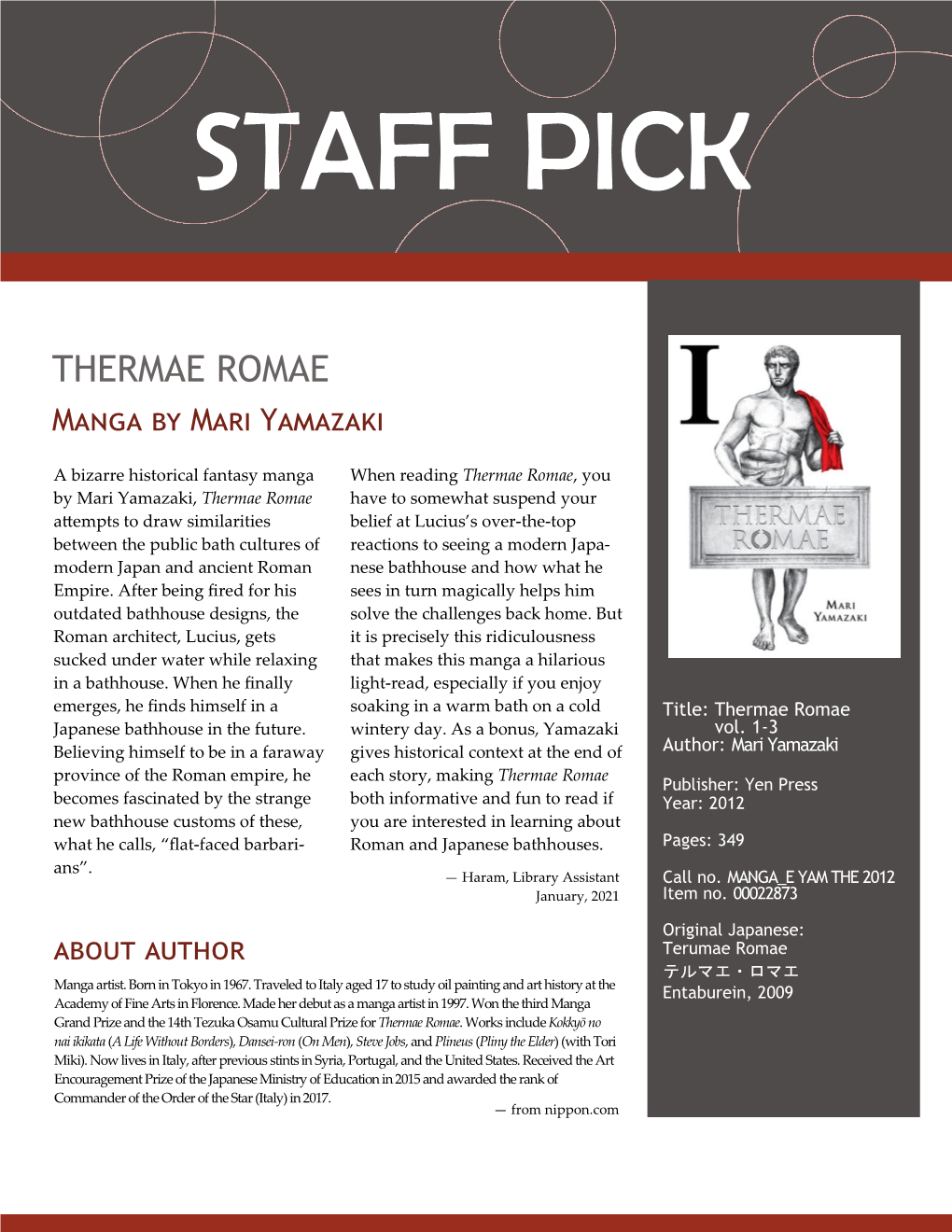 THERMAE ROMAE Manga by Mari Yamazaki