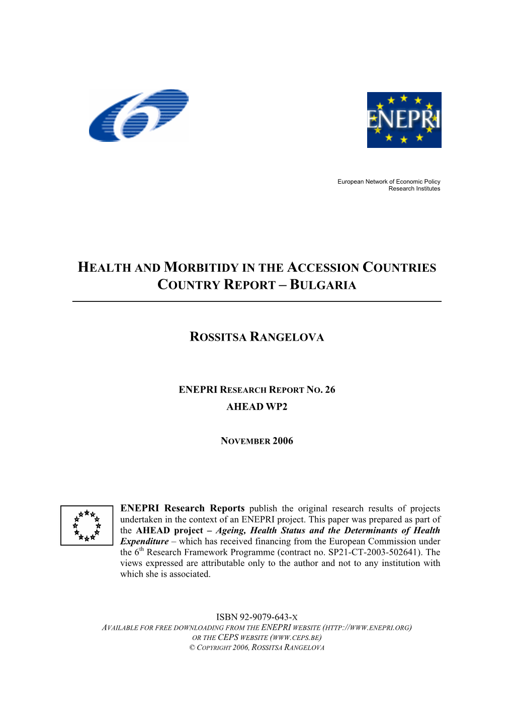 Health and Morbidity in the Accession Countries: Country Report