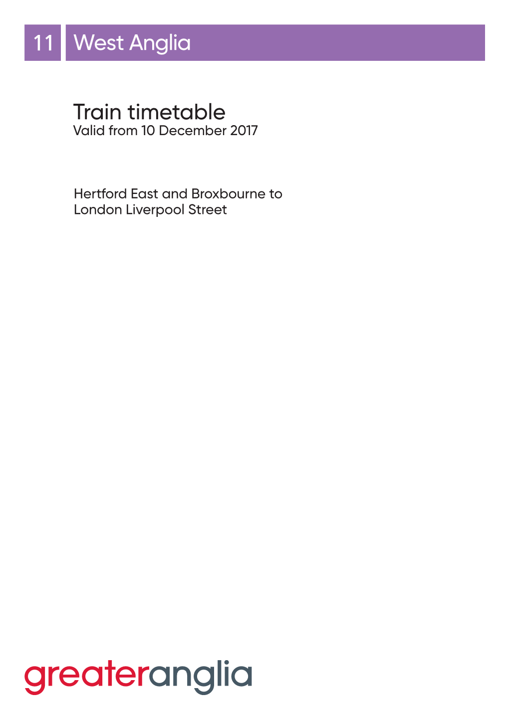 Train Timetable West Anglia