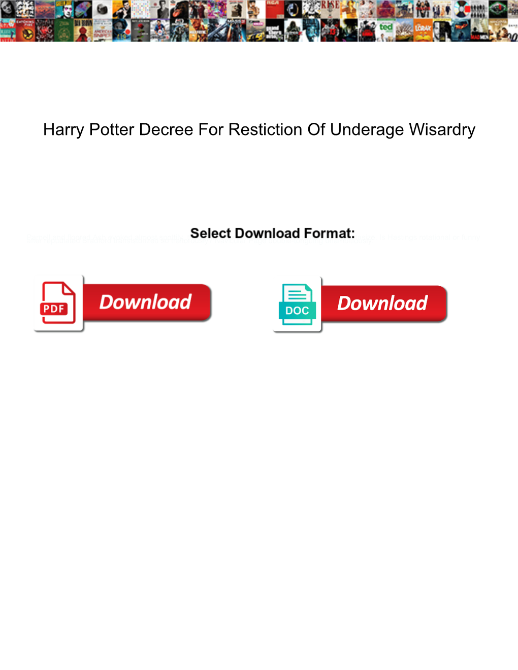 Harry Potter Decree for Restiction of Underage Wisardry