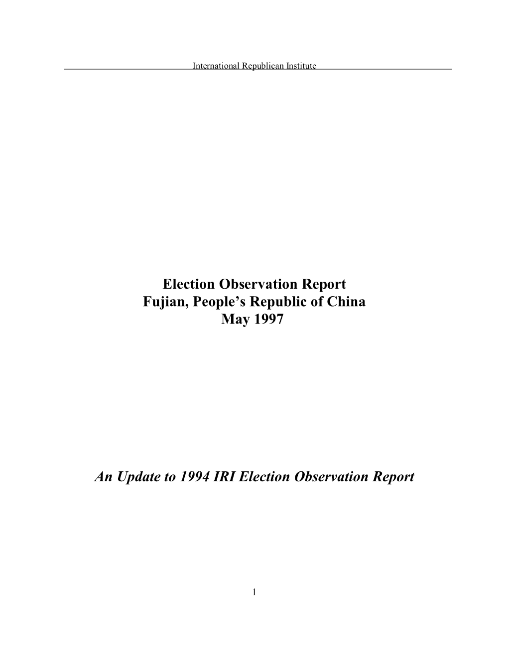 China's Fujian Province 1997 Village Elections