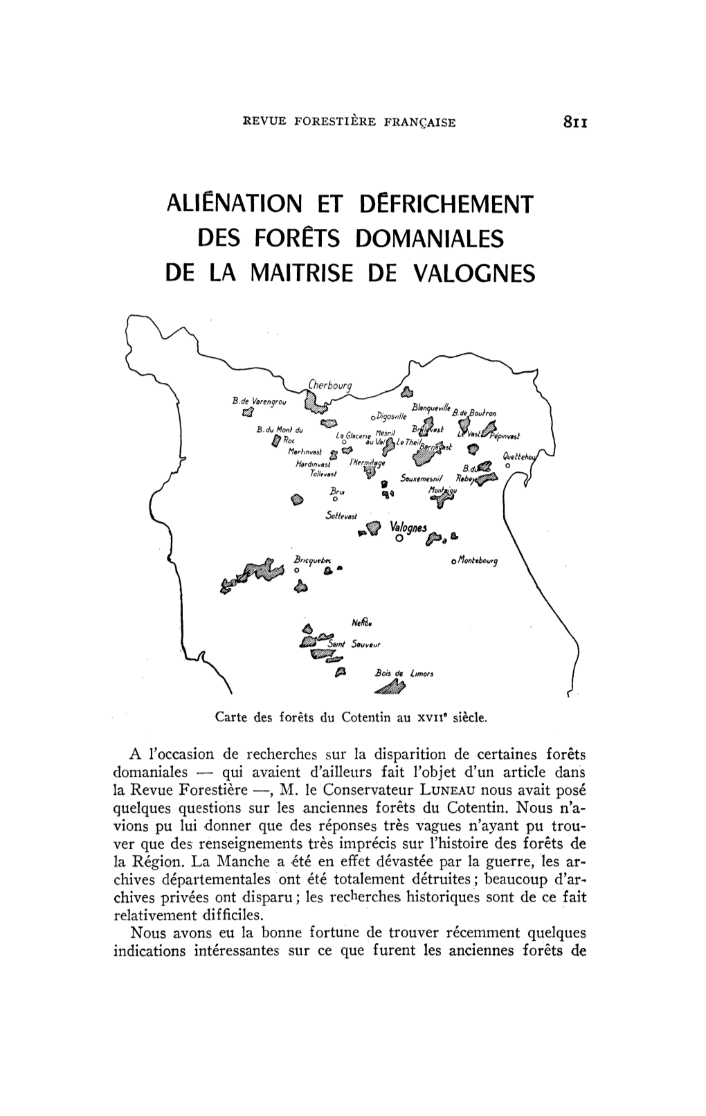 Aliénation Et Défrichement Des Forêts Domaniales De La Maitrise De Valocnes