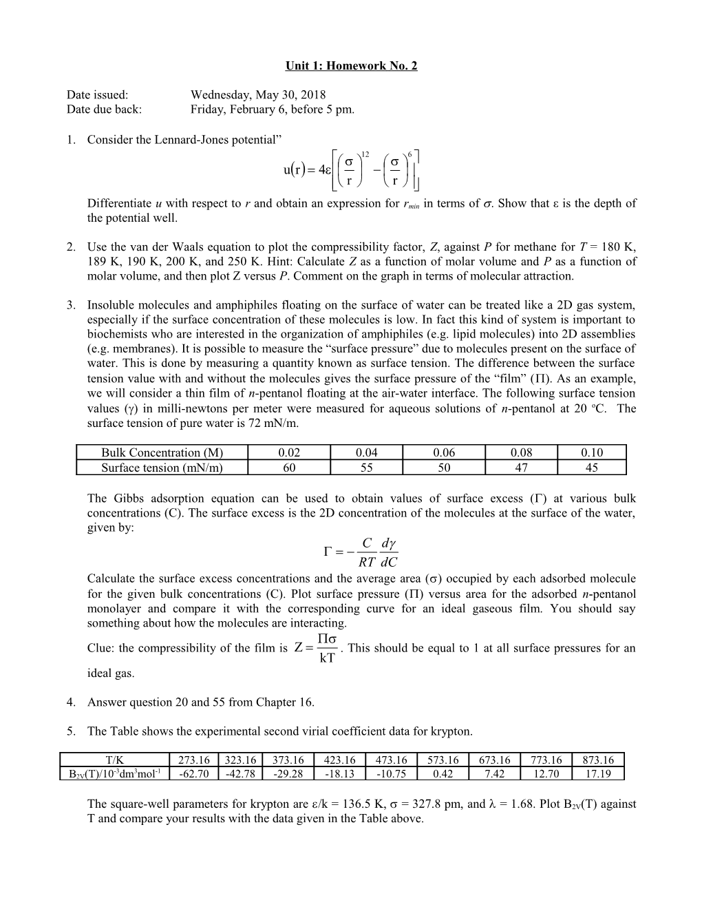 Unit 1: Homework No. 2