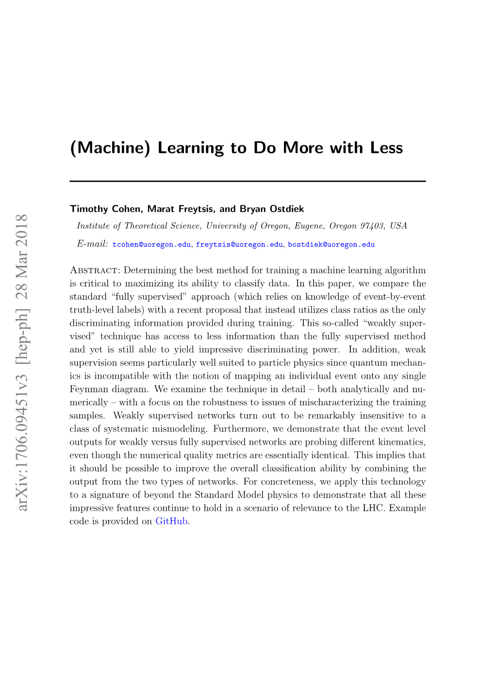 (Machine) Learning to Do More with Less Arxiv:1706.09451V3