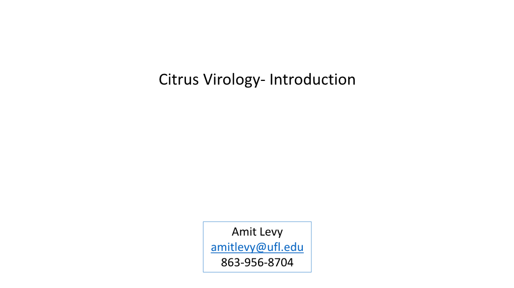 Citrus Virology- Introduction